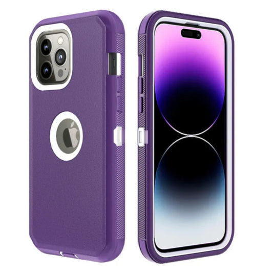 iPhone 14 Pro Purple & White Defender Case
