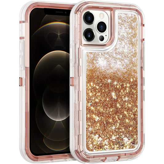 iPhone 14 Pro Max Gold Glitter Defender Case