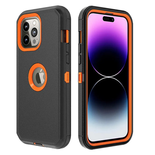 iPhone 14 Pro Max Black & Orange Defender Case